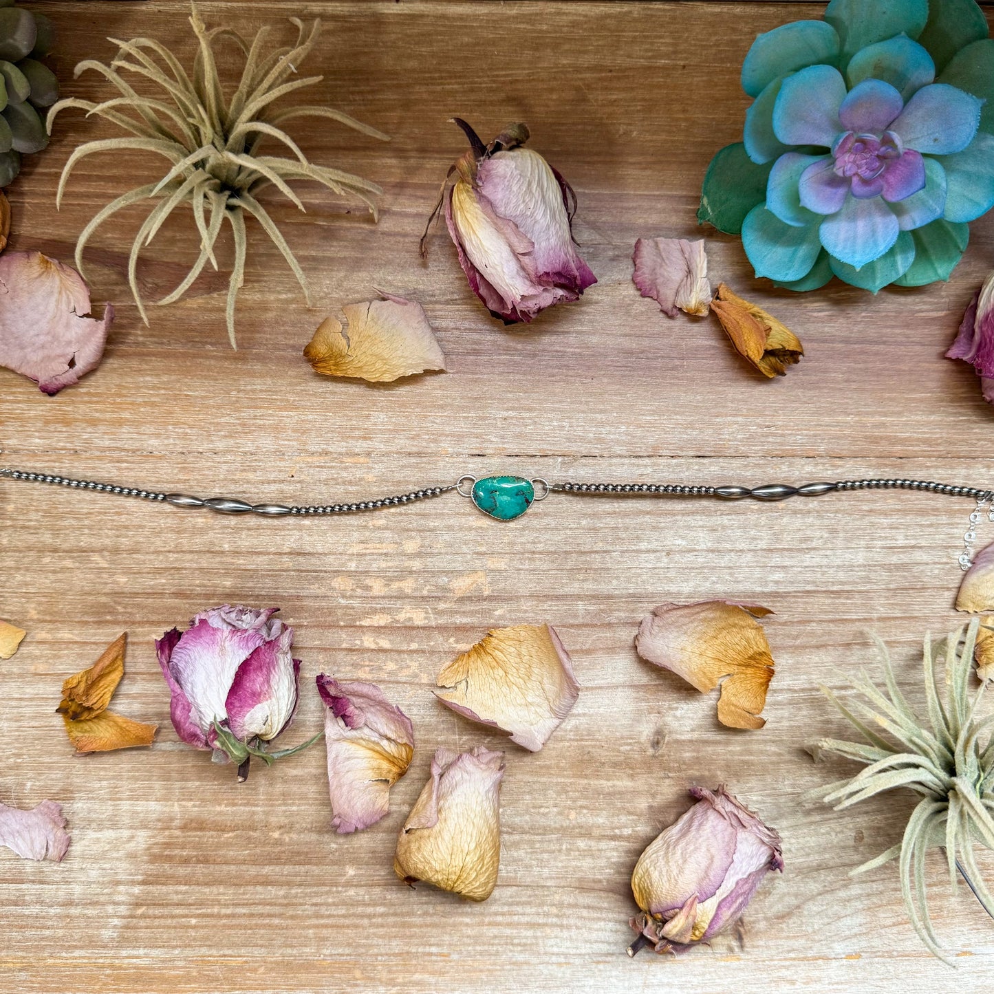 Sterling Silver & Turquoise Choker – 13” + Extender – Handmade In-House by The Bijoux FAB